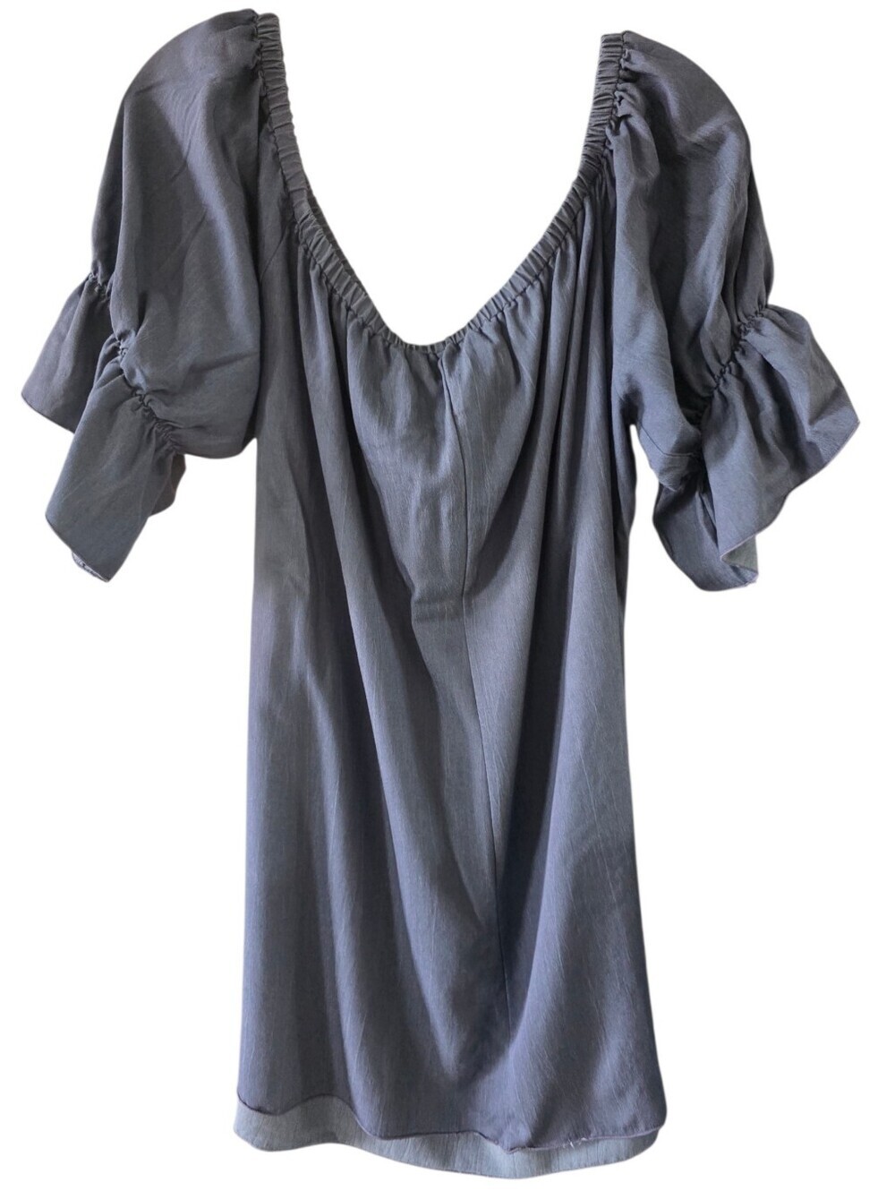 Haute Fox Off-Shoulder Ruffle Sleeve Blue Mini Dress Size 2X - Picture 4 of 7